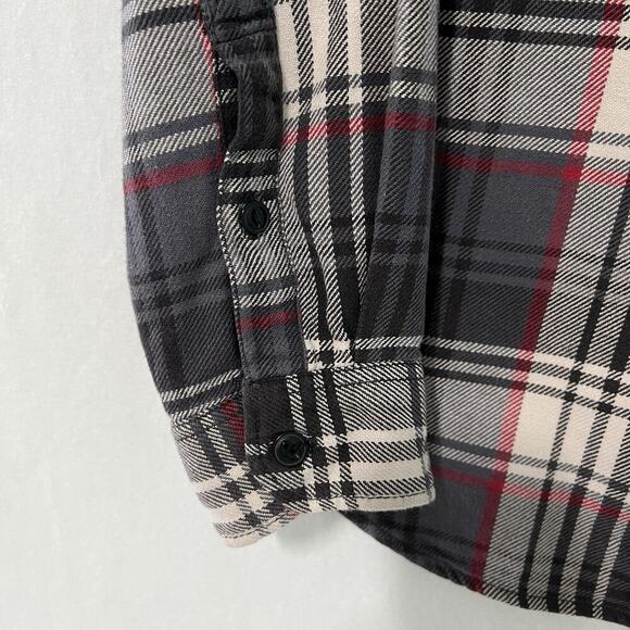 Eddie Bauer Long Sleeve Button Shirt Men's Small Black Red Plaid Flannel Outdoor - Picture 2 of 9